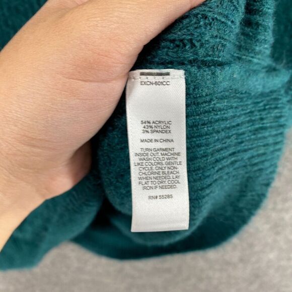 Express Sweater Pullover Women M Medium Green Knit Crew Neck Long Sleeve Casual - Picture 9 of 10